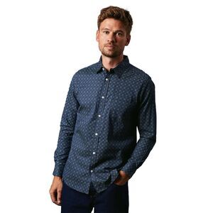 Maine Mens Tudor Tile Print Long-Sleeved Shirt / Blue